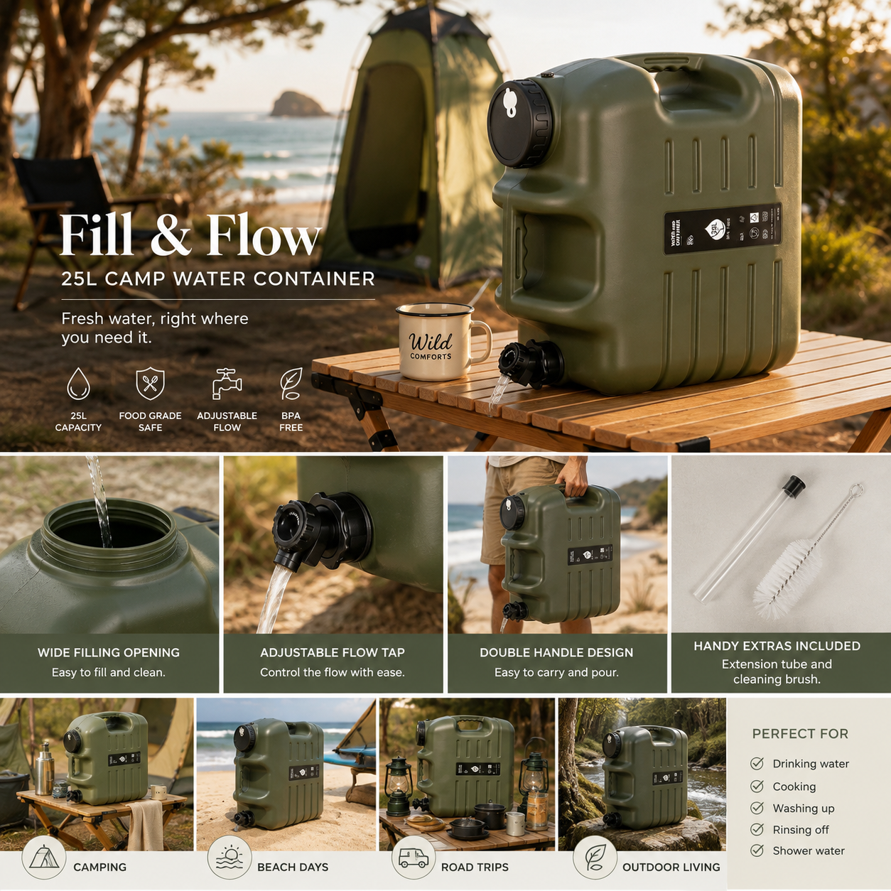 Fill & Flow 25L Camp Water Container