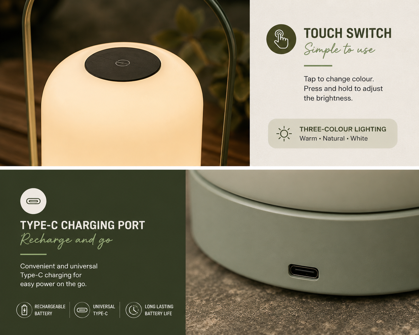 Three Glow Camp Lamp