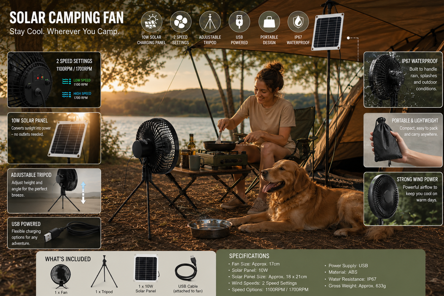 Solar Breeze Camp Fan